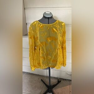 Anthropologie Golden Floral Blouse